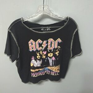 Black graphic crop top